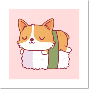 Cute Corgi Sushi Doodle Posters and Art